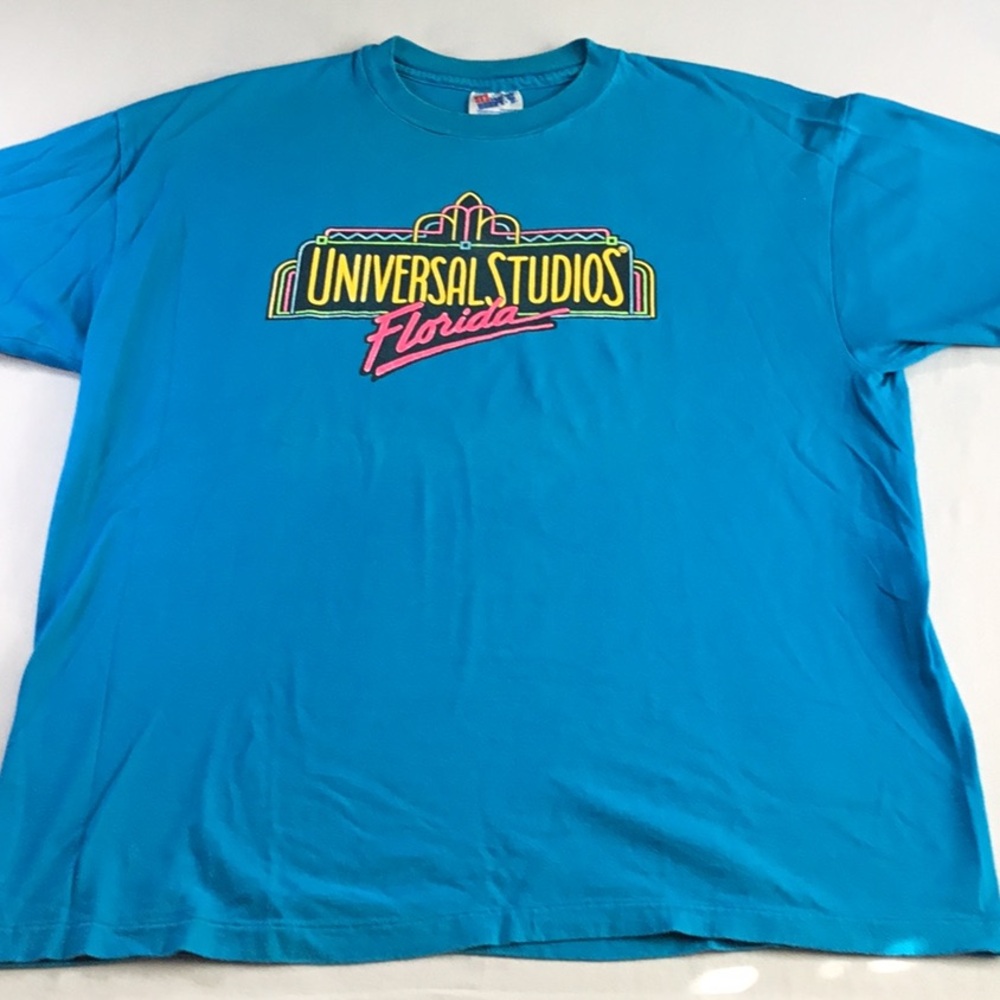 Vintage Retro Universal Studios Florida Blue Graphic Short Sleeve Beefy XL